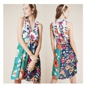 Anthropologie Floral Multicolor Dress with Collar